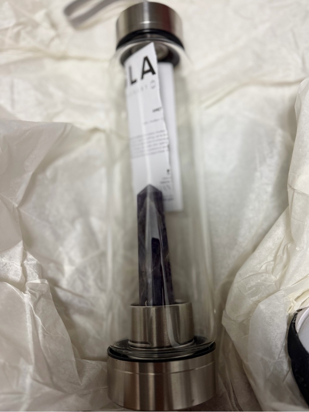 Glass water bottle with crystal energy by Glacce